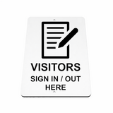 B032 VISITORS SIGN IN / OUT HERE Aluminium Composite Plaque Sign Door Wall