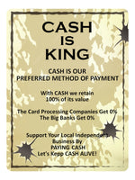 2164 KING OF CASH Preferred Method Of Payment Metal Aluminium Plaque Sign