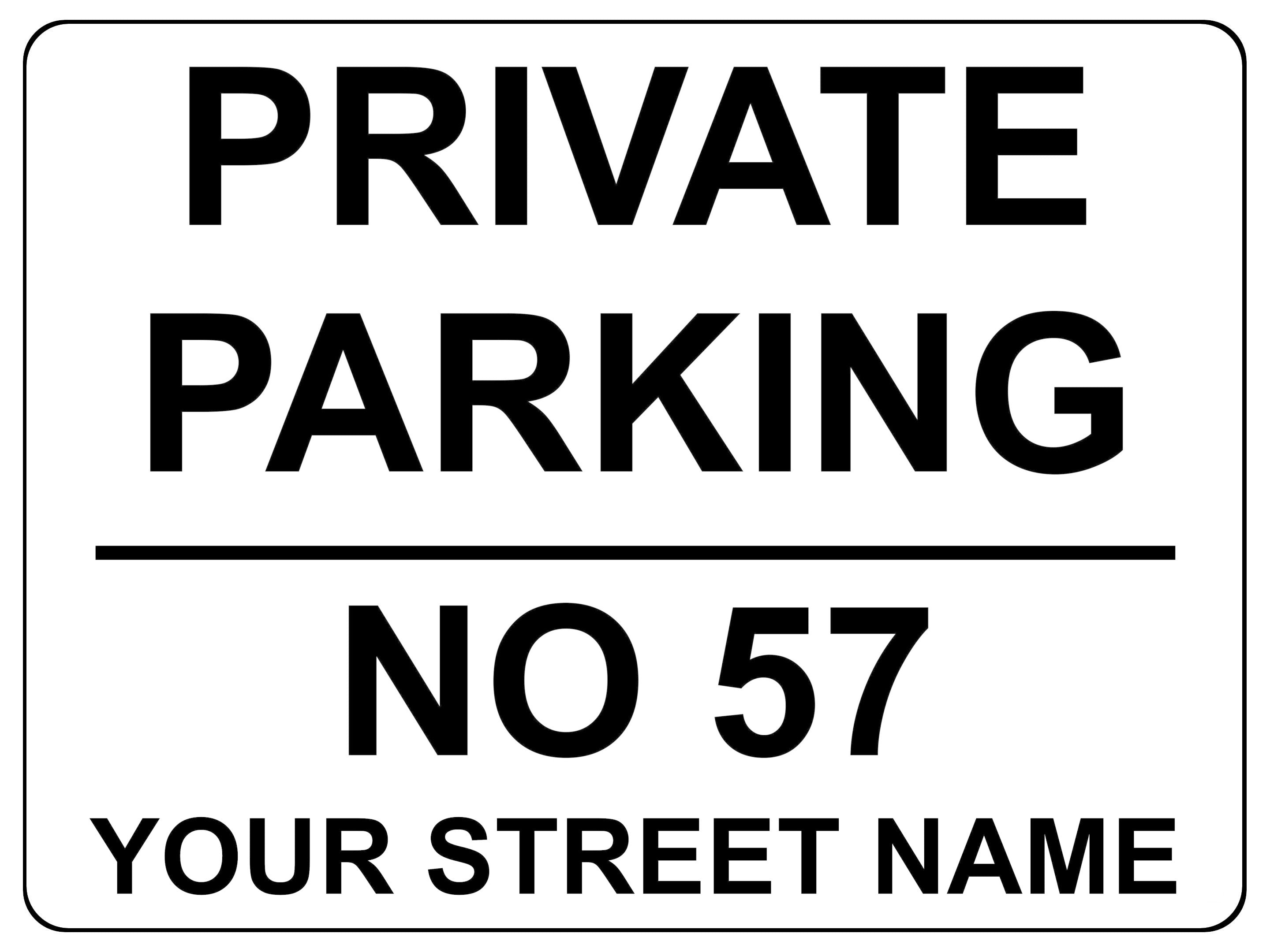 S082 Custom Personalised PRIVATE PARKING Number Door Gate Sticker Vinyl Window