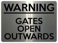 UV387 WARNING GATES OPEN OUTWARDS Safety Metal Aluminium Plaque Sign A4 Size