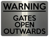 UV387 WARNING GATES OPEN OUTWARDS Safety Metal Aluminium Plaque Sign A4 Size