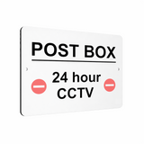 B076 POST BOX 24 hour CCTV Aluminium Composite Plaque Sign Door Gate Parcels