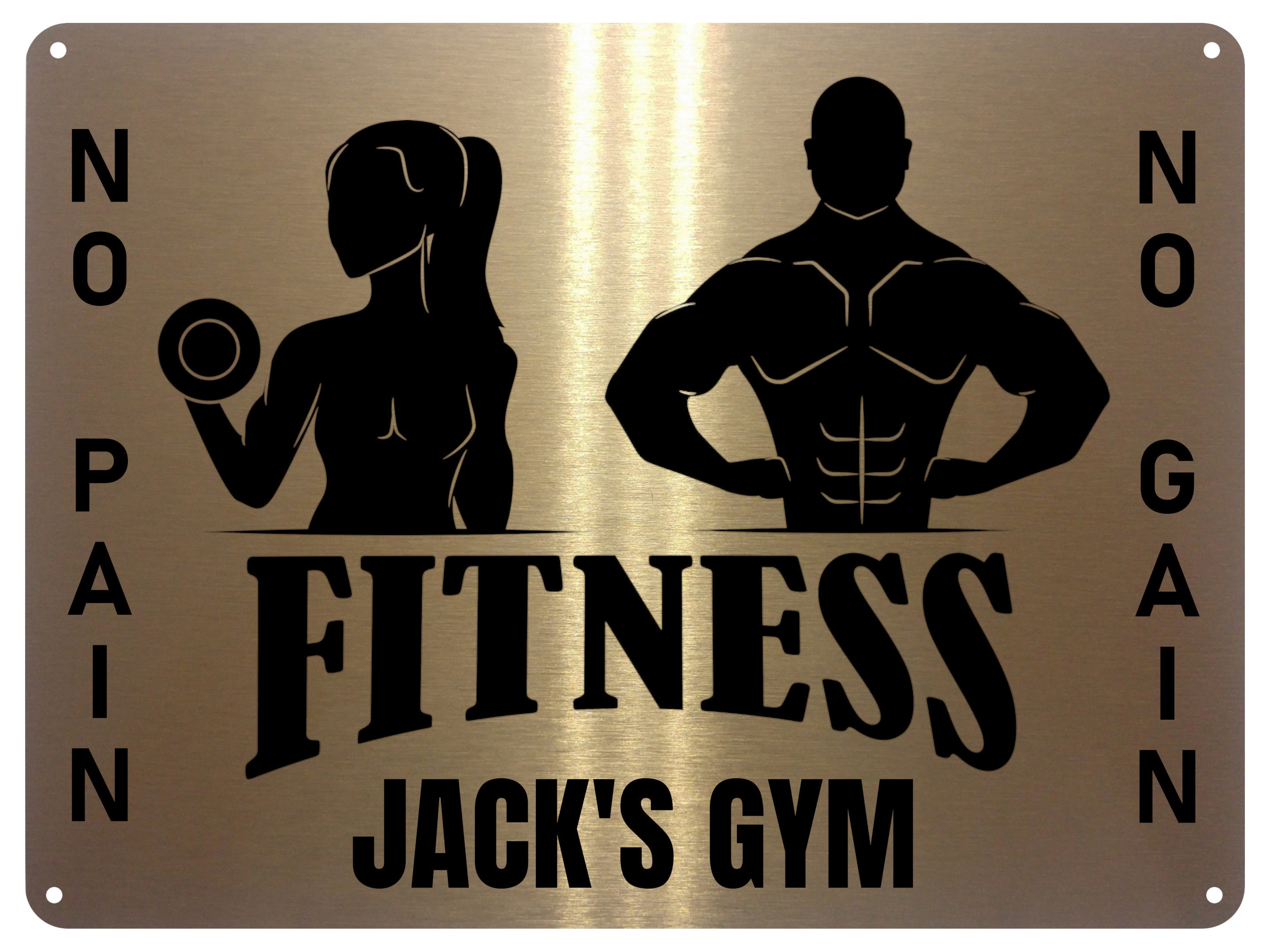 UV075 Custom Personalised Gym Fitness Door Wall Metal Aluminium Plaque Sign A4