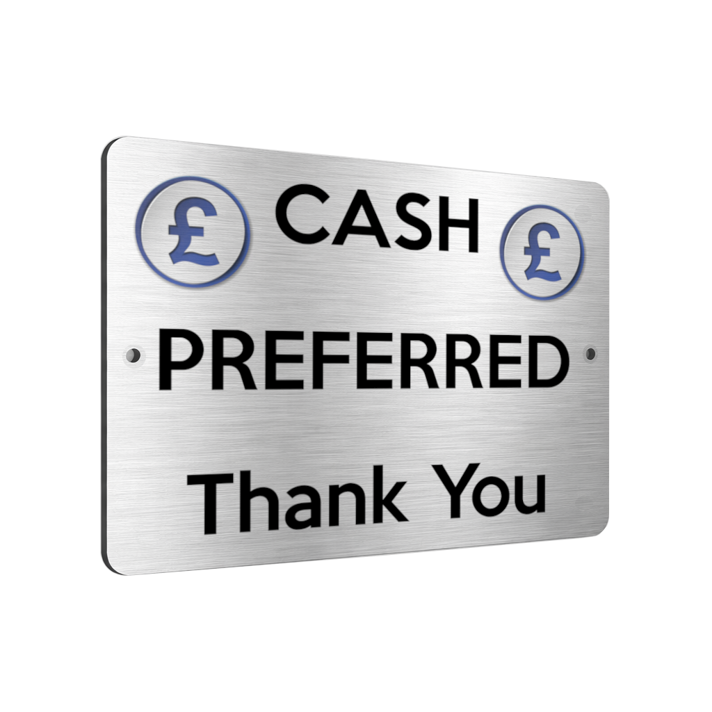 B223 CASH PREFERRED Thank You Metal Aluminium Composite Plaque Sign Door Shop