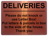 2168 DELIVERIES Please do not knock or use letter box Metal Aluminium Plaque Sign