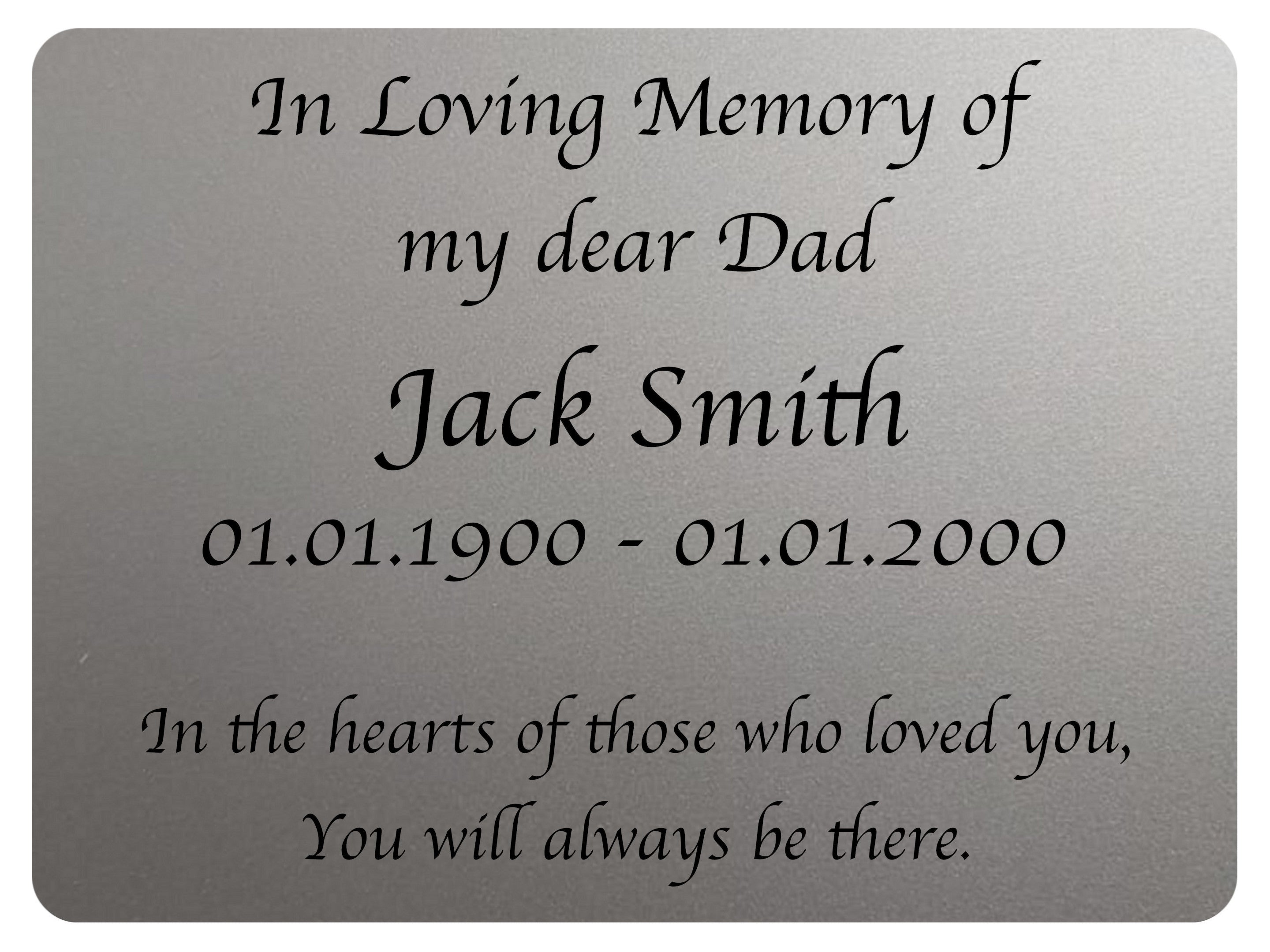 2293 Custom Personalised Memorial Funeral Grave Metal Aluminium Sign Plaque