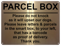 1MM UV413 PARCEL BOX Do not Knock Smart Box Letters Aluminium Metal Plaque Sign