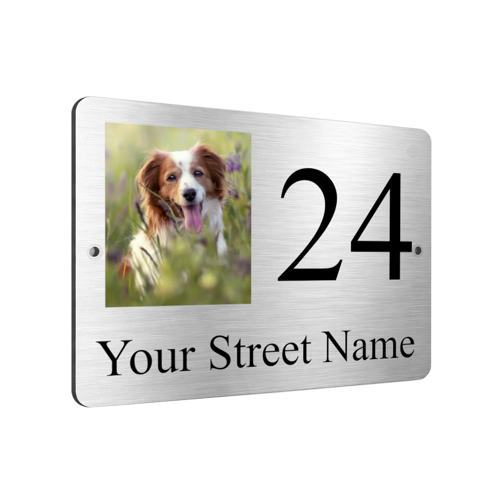 B079 Custom Personalised Address Any Pet Photo Metal Aluminium Plaque Sign Door