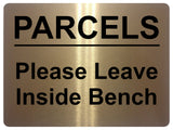 1911 PARCELS Please Leave Inside Bench Door Letters Metal Aluminium Plaque Sign