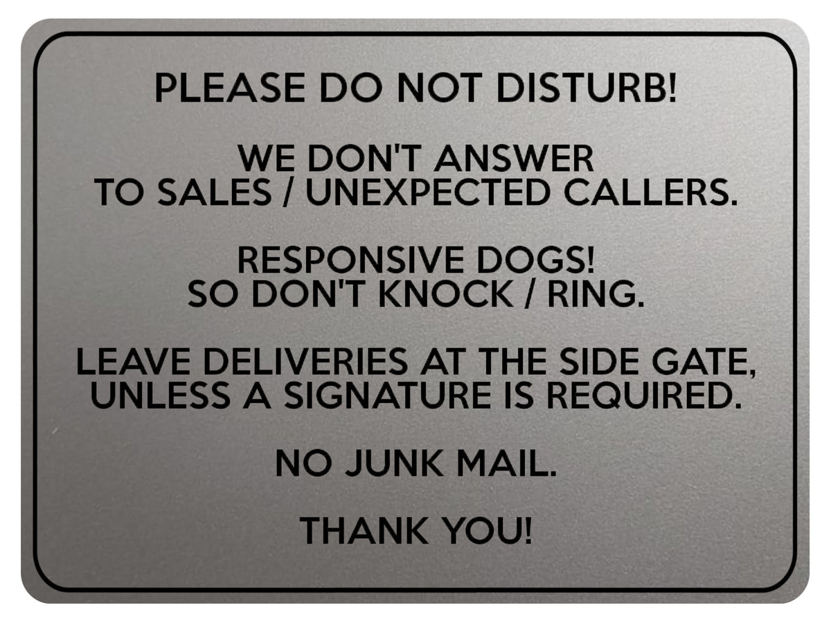 2318 Please do not Disturb NO JUNK MAIL Door Gate Metal Aluminium Plaque Sign