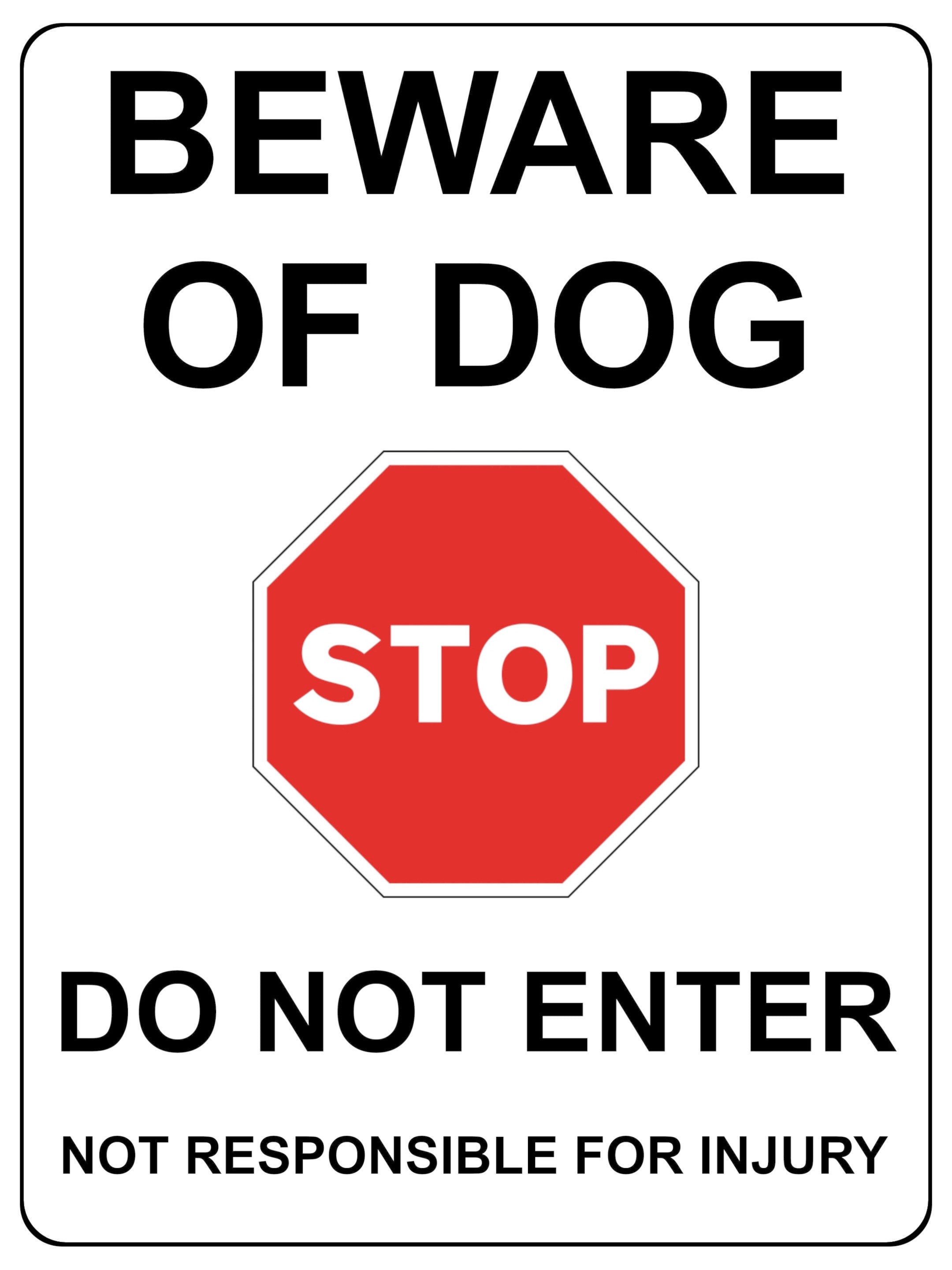 S085 BEWARE OF DOG STOP DO NOT ENTER Door Gate House Office Sticker Vinyl