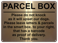 1MM UV414 PARCEL BOX Do not Knock Smart Box Letters Aluminium Metal Plaque Sign