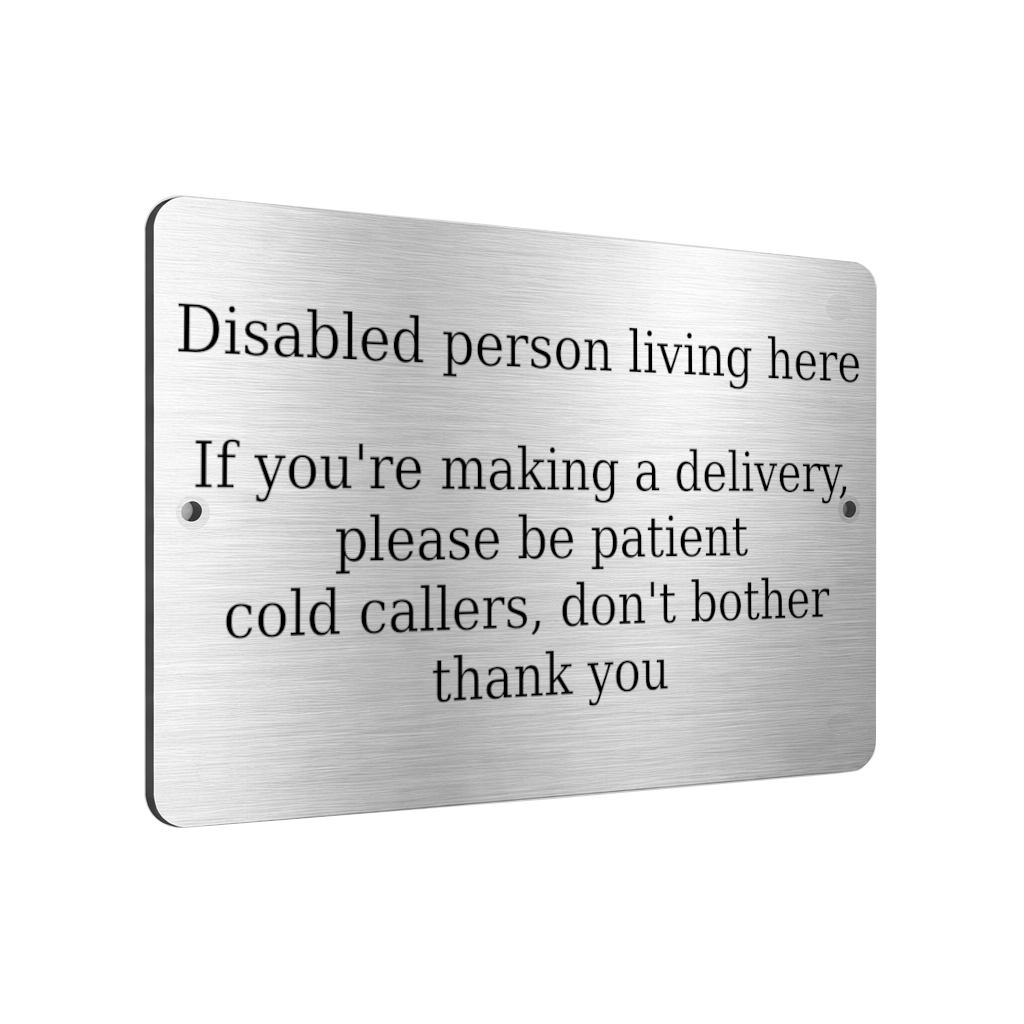 B159 Disabled person living here Metal Aluminium Plaque Sign Door House
