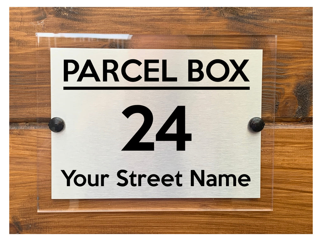 M015 Custom Personalised Modern Address Parcel Box Acrylic Aluminium Sign Plaque