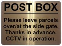 1947 POST BOX Please leave parcels at the gate CCTV Metal Aluminium Plaque Sign