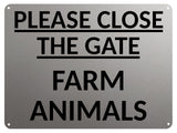 2412 PLEASE CLOSE THE GATE Farm Animals Door Gate Metal Aluminium Plaque Sign