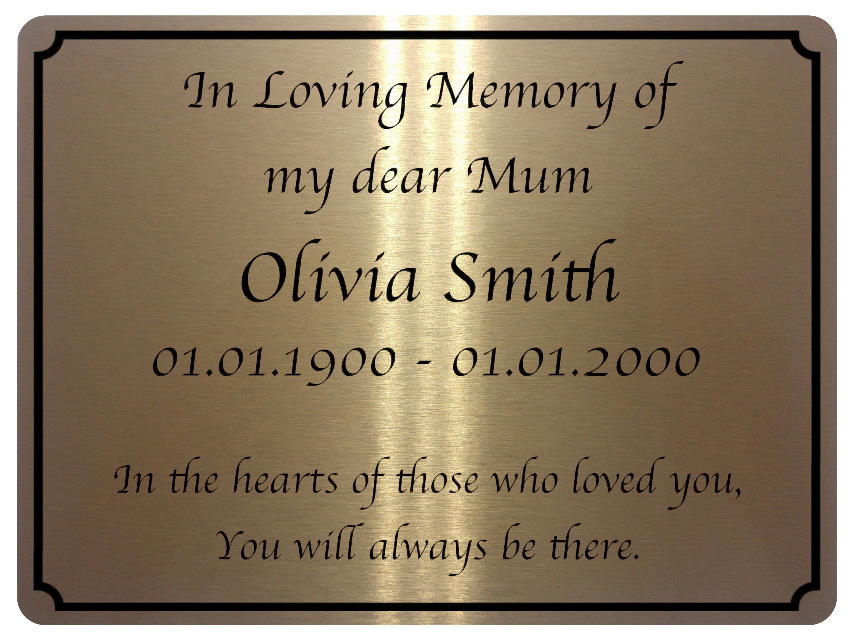 2296 Custom Personalised Memorial Funeral Grave Metal Aluminium Sign Plaque