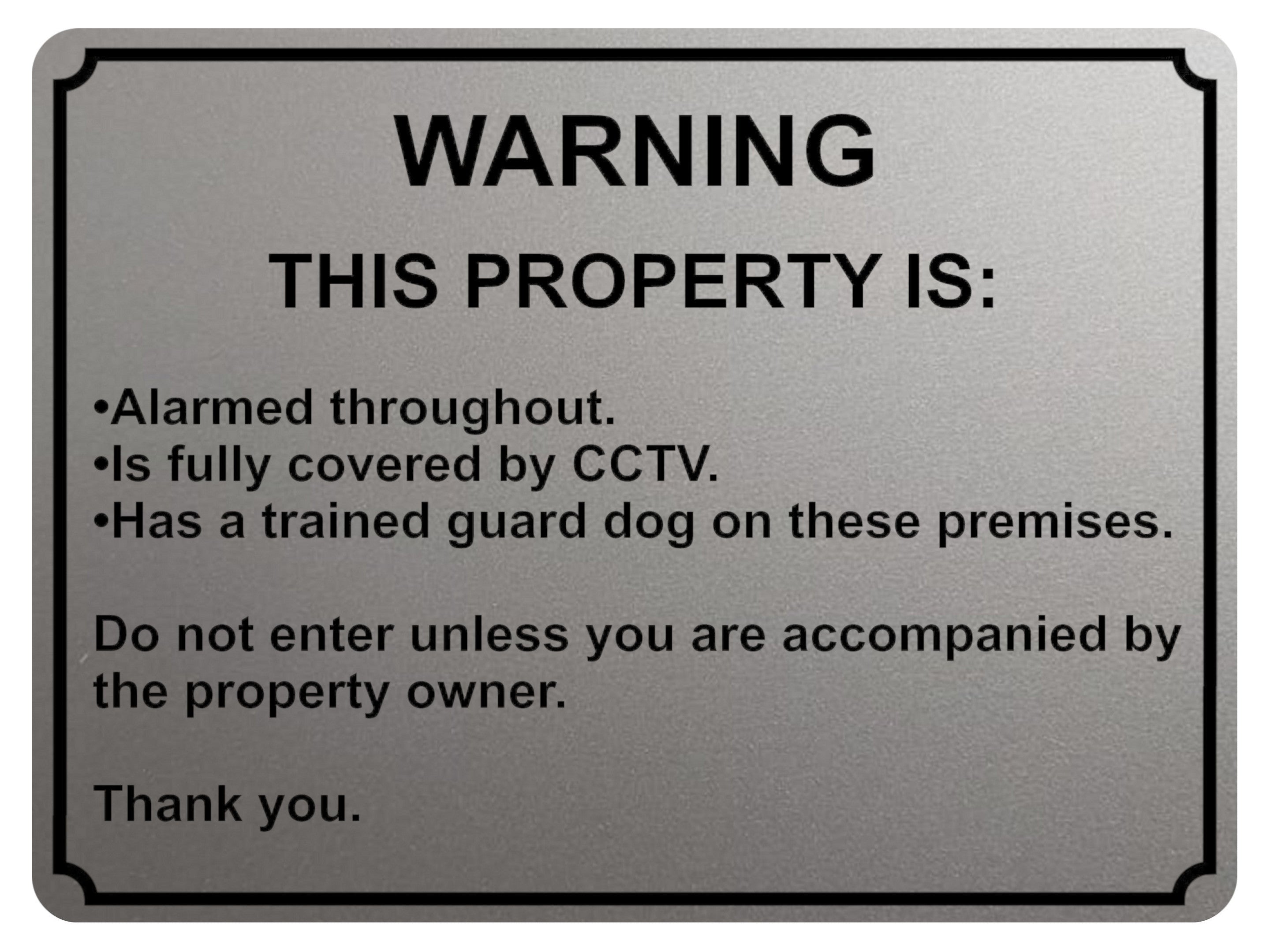 1916 WARNING THIS PROPERTY IS ALARMED CCTV Door Metal Aluminium Plaque Sign