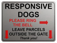 2176 RESPONSIVE DOGS Please Ring The Bell Metal Parcels Aluminium Plaque Sign