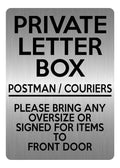 A5.32 PRIVATE LETTER BOX Oversize Items Front Door Aluminium Metal Plaque Sign