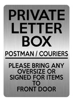 A5.32 PRIVATE LETTER BOX Oversize Items Front Door Aluminium Metal Plaque Sign