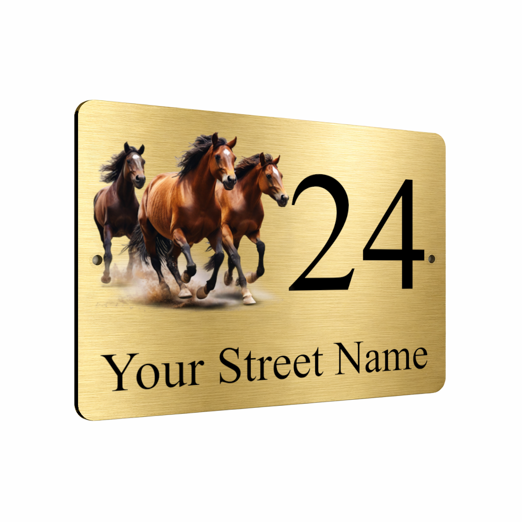B093 Custom Personalised Address Horses Metal Aluminium Plaque Sign Door Gate
