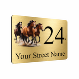B093 Custom Personalised Address Horses Metal Aluminium Plaque Sign Door Gate
