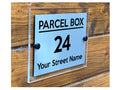 M015 Custom Personalised Modern Address Parcel Box Acrylic Aluminium Sign Plaque