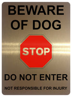 2352 BEWARE OF DOG STOP DO NOT ENTER Metal Aluminium Plaque Sign Door Gate