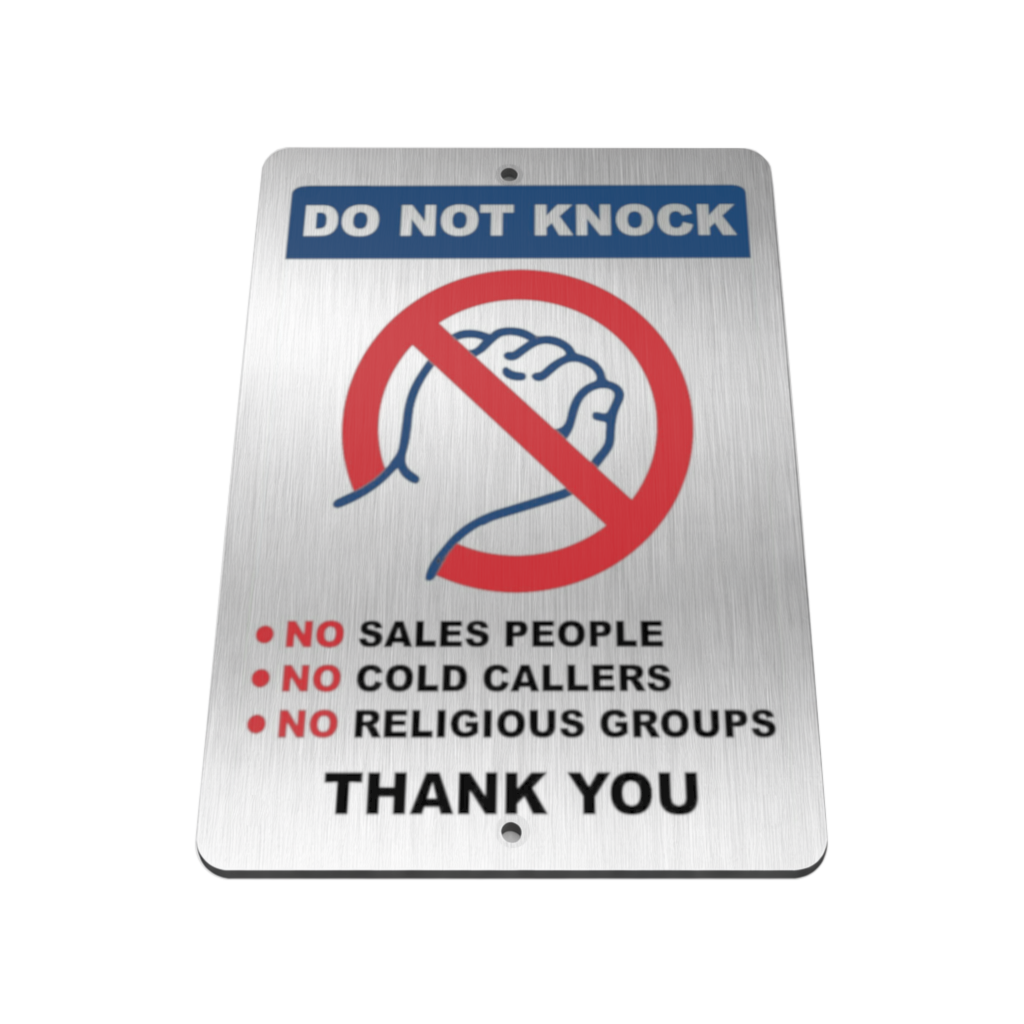B115 DO NOT KNOCK COLD CALLERS Metal Aluminium Plaque Sign For Door House Office