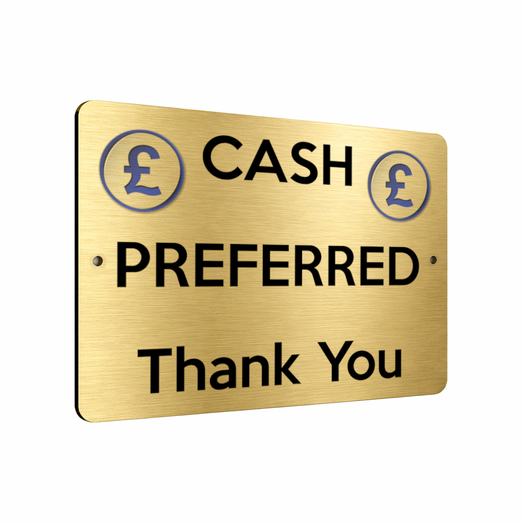 B223 CASH PREFERRED Thank You Metal Aluminium Composite Plaque Sign Door Shop