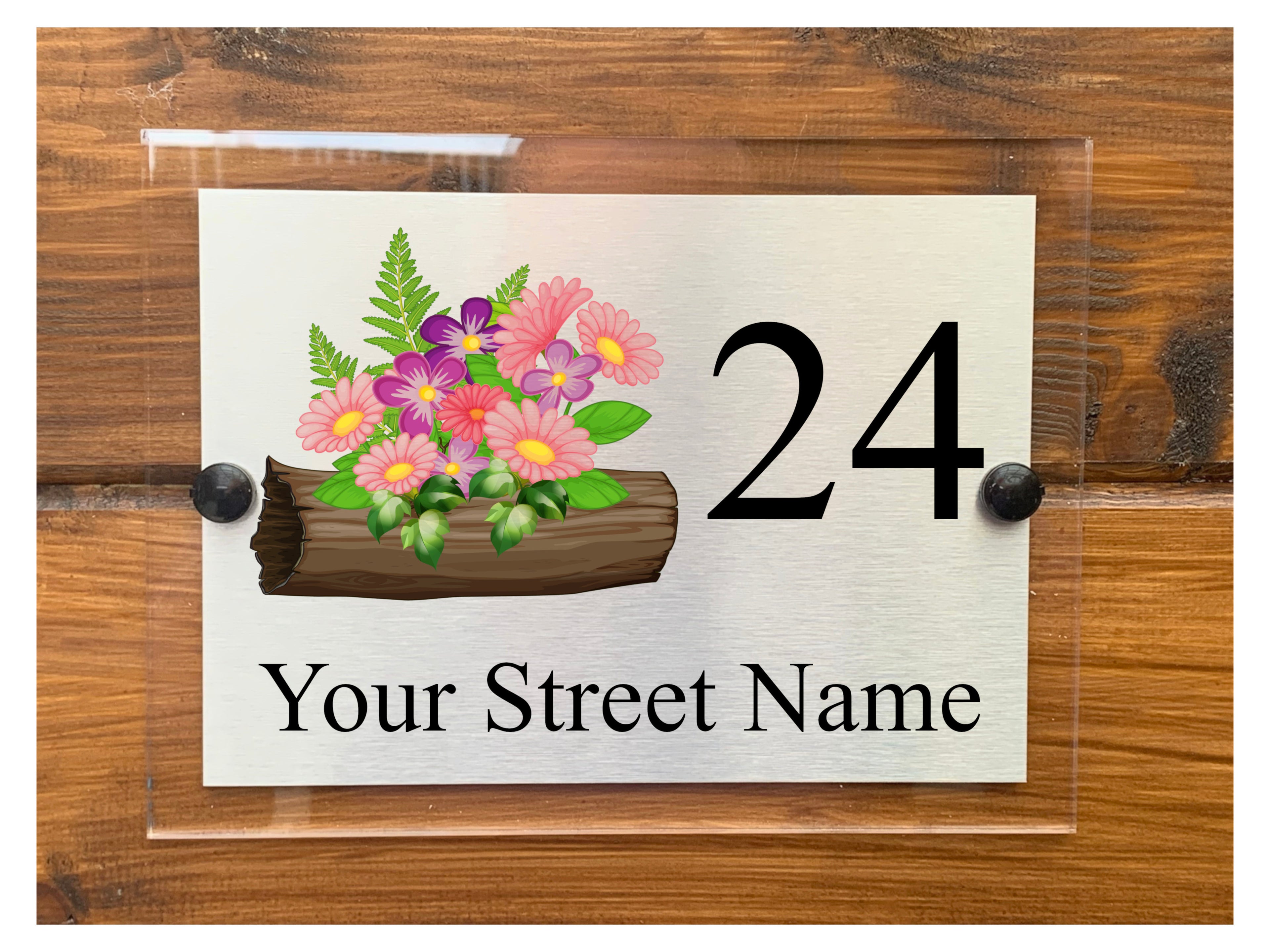 M046 Custom Personalised Address Modern Acrylic Aluminium Sign Plaque Door Gate