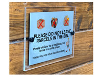 M038 Do Not Leave Parcels In The Bin Safe Place Modern Acrylic Aluminium Sign Plaque