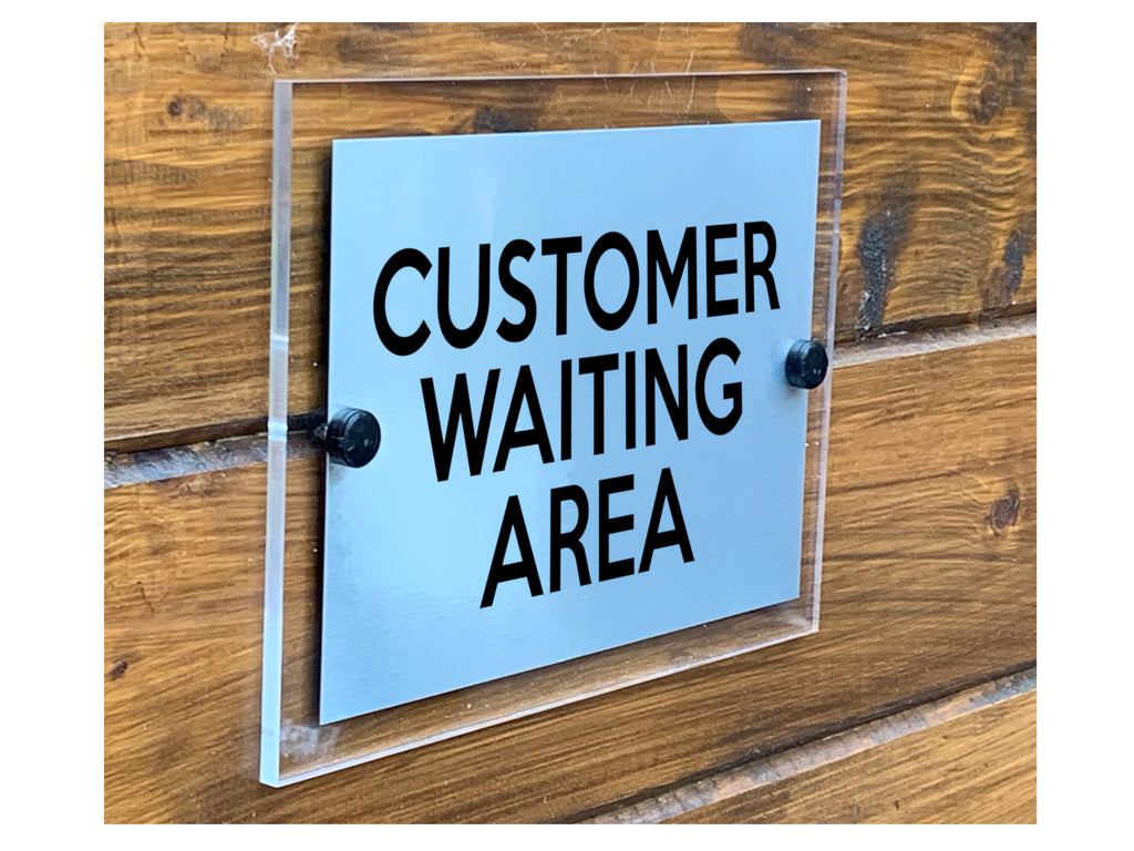 M007 CUSTOMER WAITING AREA Business Office Acrylic Metal Aluminium Sign Plaque