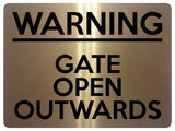 UV386 WARNING GATE OPEN OUTWARDS Safety Metal Aluminium Plaque Sign A4 Size