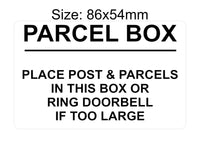 P175 POST BOX Place Parcels In This Box Or Ring Bell Plastic PVC Plaque Sign Card