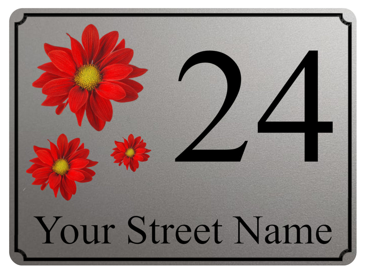 2260 Custom Personalised Address Flowers Door Gate Metal Aluminium Sign Plaque