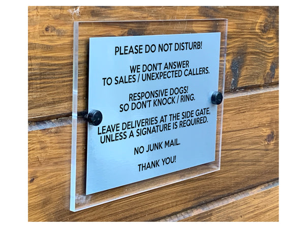 M033 Please do not Disturb NO JUNK MAIL Door Modern Acrylic Aluminium Sign Plaque