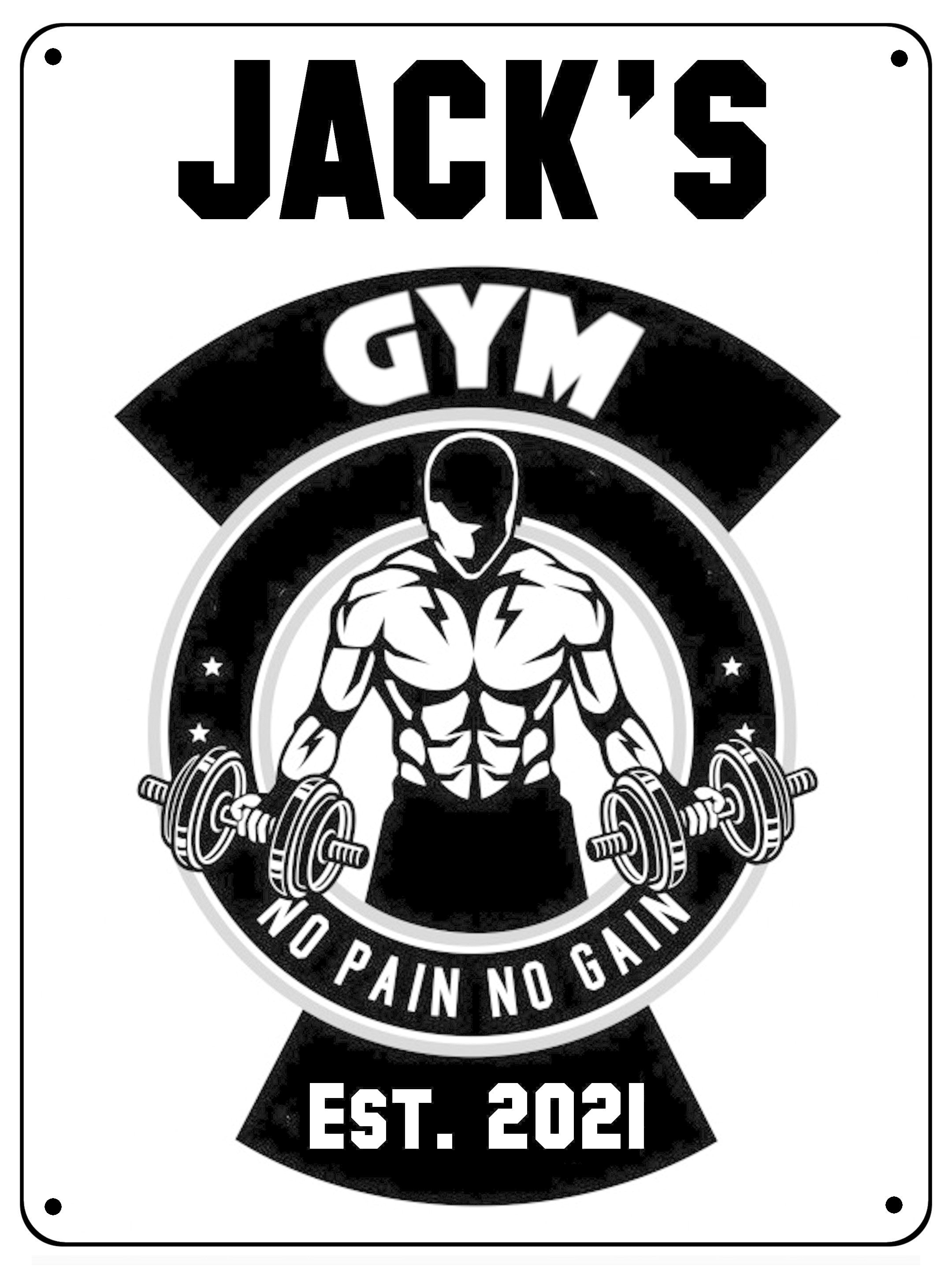 UV087 Custom Personalised Gym Fitness Door Wall Metal Aluminium Plaque Sign A4