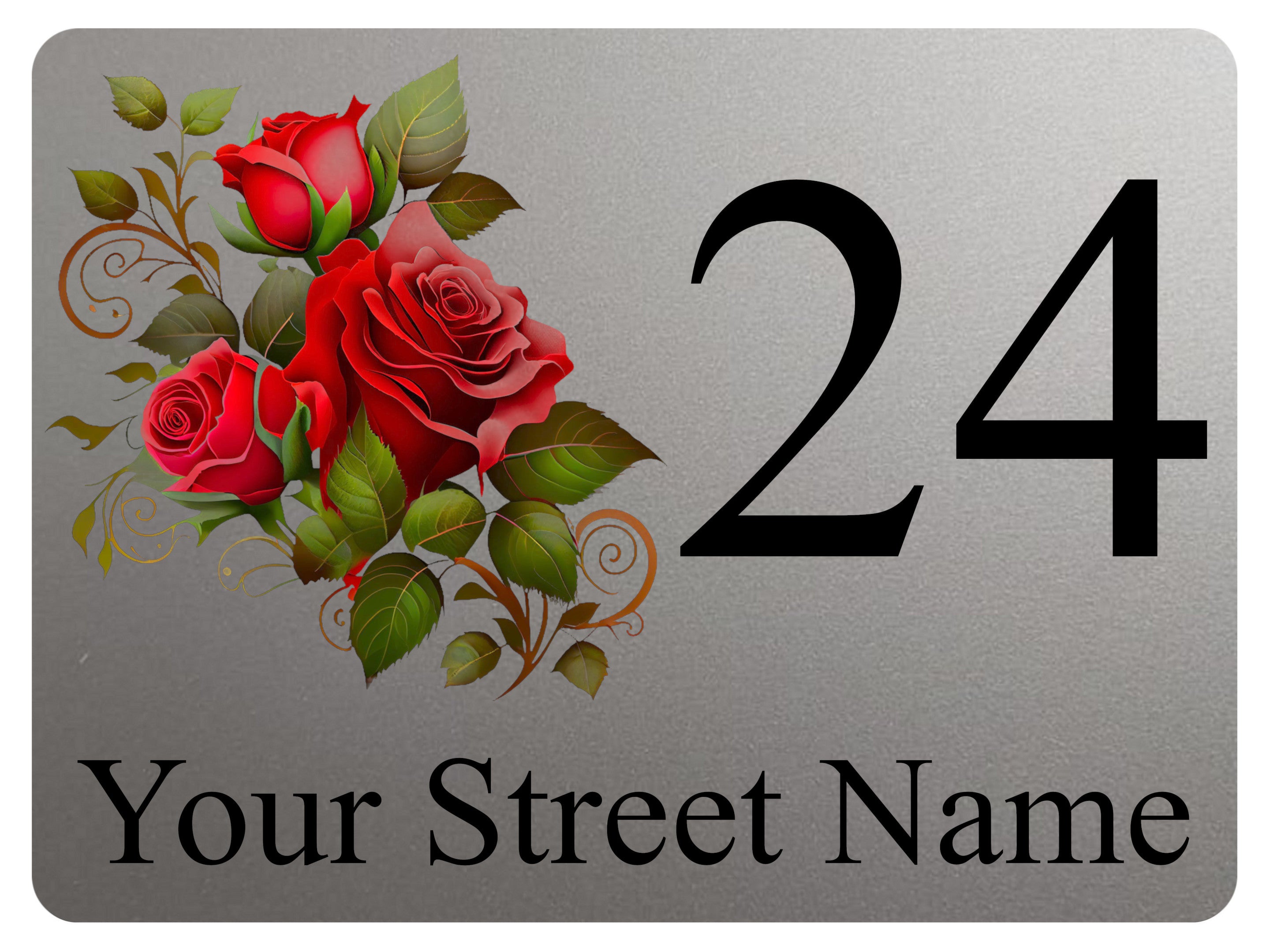 2267 Custom Personalised Address Rose Door Gate Metal Aluminium Sign Plaque
