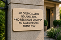 W039 No Cold Callers Junk Mail Sales People Door Gate Wood Sign Wooden Plaque