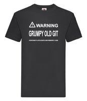 DTF003 Warning Grumpy Old Git Funny T-shirt Tee Black Joke