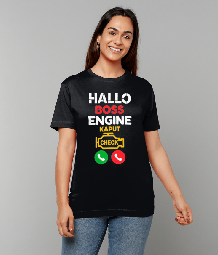 391 Hallo BOSS Engine Kaput Funny Polish T-shirt Tee