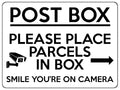 S024 POST BOX Please Place Parcels In Box Camera Sticker Vinyl