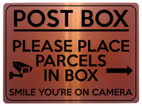 2245 POST BOX Please Place Parcels In Box Camera Metal Aluminium Plaque Sign