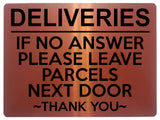 1949 DELIVERIES IF NO ANSWER LEAVE PARCELS NEXT DOOR Metal Aluminium Plaque Sign