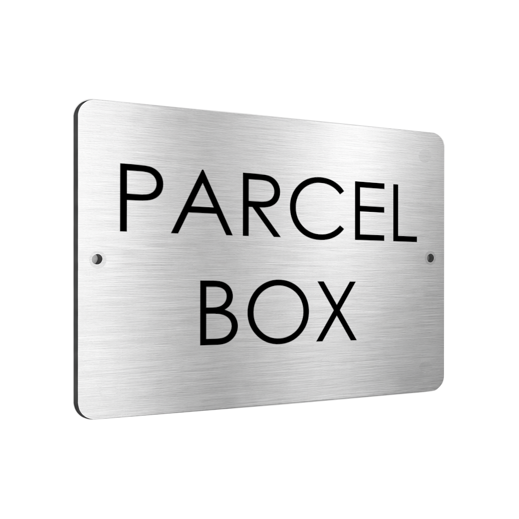 B034 PARCEL BOX Aluminium Composite Plaque Sign House Office Gate