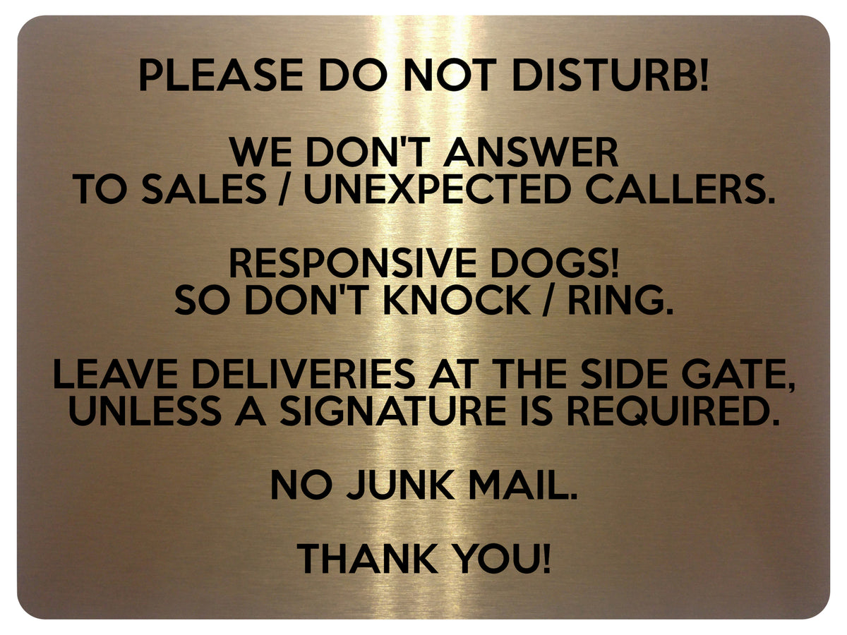 2317 Please do not Disturb NO JUNK MAIL Door Gate Metal Aluminium Plaque Sign