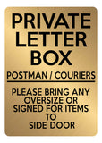 A5.30 PRIVATE LETTER BOX Oversize Items Side Door Aluminium Metal Plaque Sign