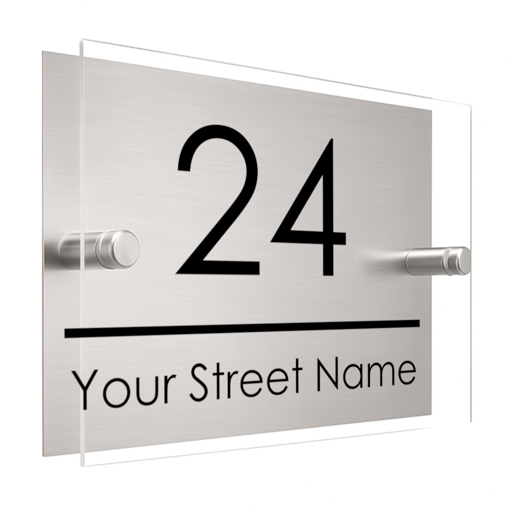 M096 Custom Personalised Modern Address Door Acrylic Aluminium Sign Plaque